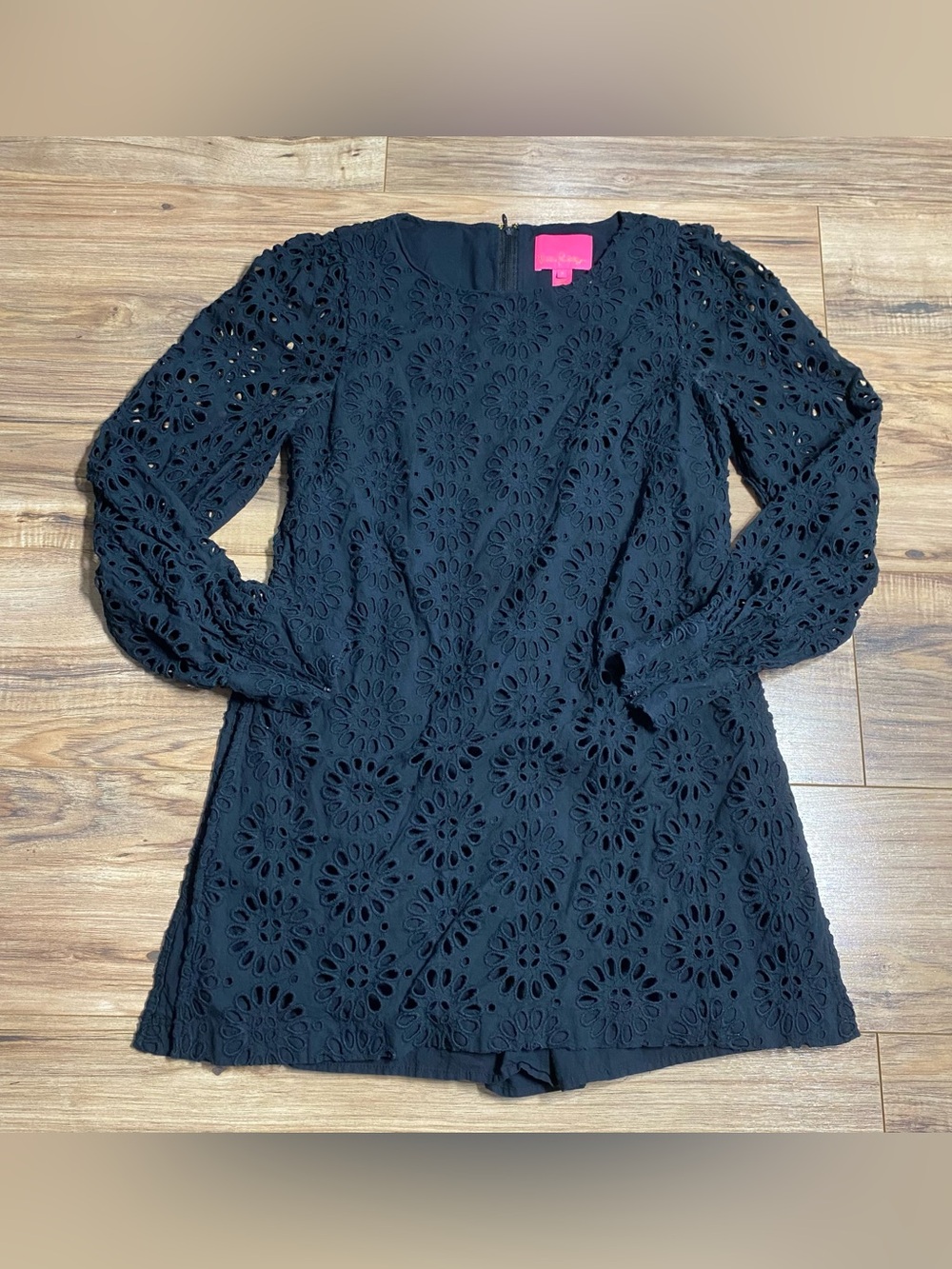 Women’s Black Lily Pulitzer Floral Lace Long Sleeve Dress Romper Style